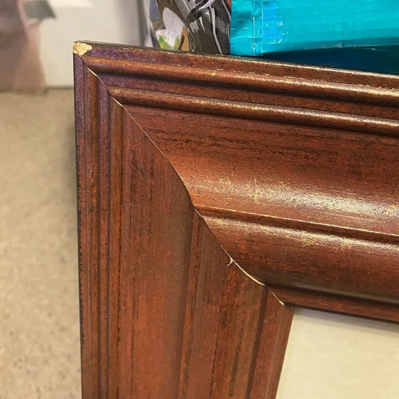 Old Vtg WATERCOLOR Art PAINTING ? FLORAL POT Wood Framed WALL HANGING 17”x20” - Picture 6 of 8